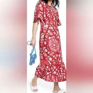 Nwt Rhode X Target Zinnia Floral Bell Sleeve Midi Dress Size 16